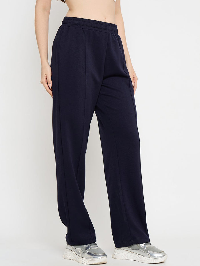 mSECRET Print Detailed Navy Blue Tapered Track Bottoms