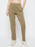 mSECRET Straight Fit Olive Green Rayon Blend Track Bottoms