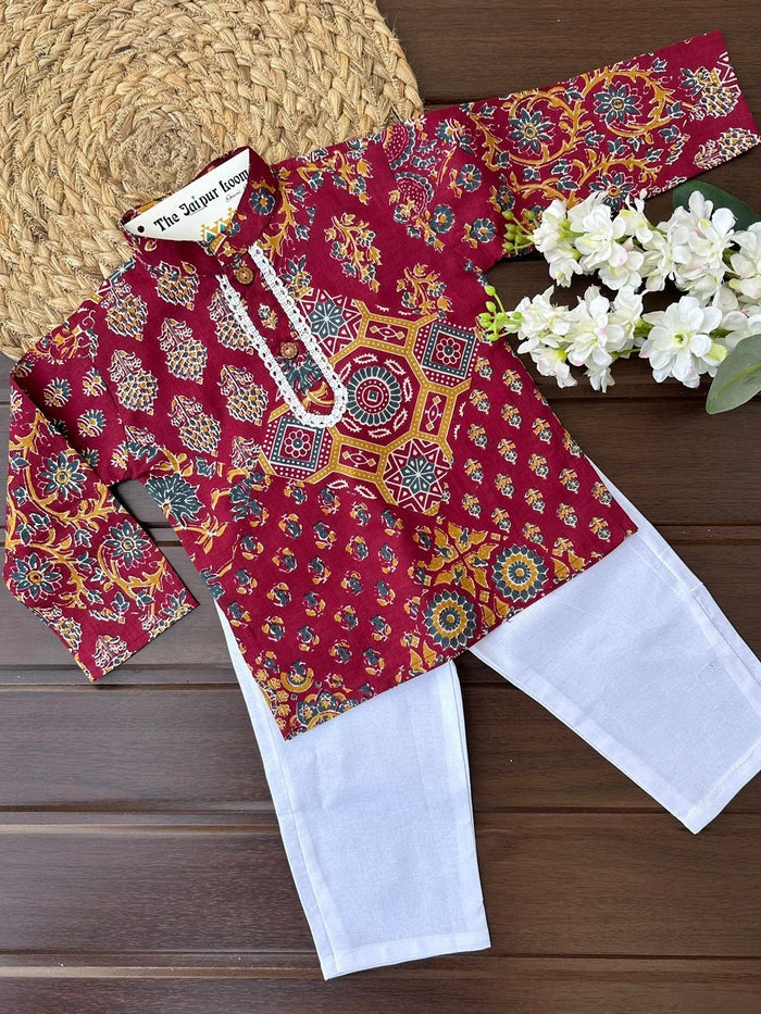 Multi Maroon Kurta Set