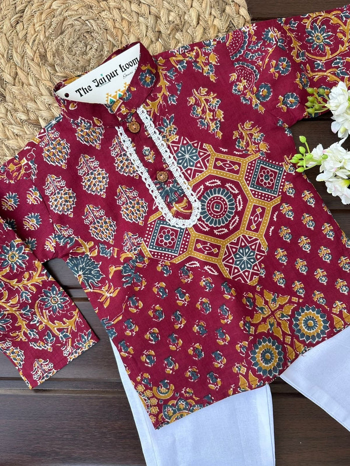 Multi Maroon Kurta Set