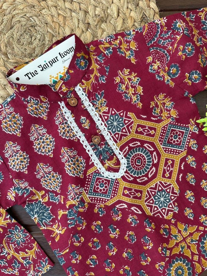 Multi Maroon Kurta Set