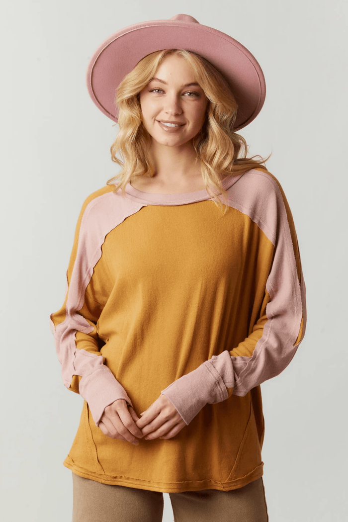 Mustard Pink Color Block L/S - Intimate Whispers