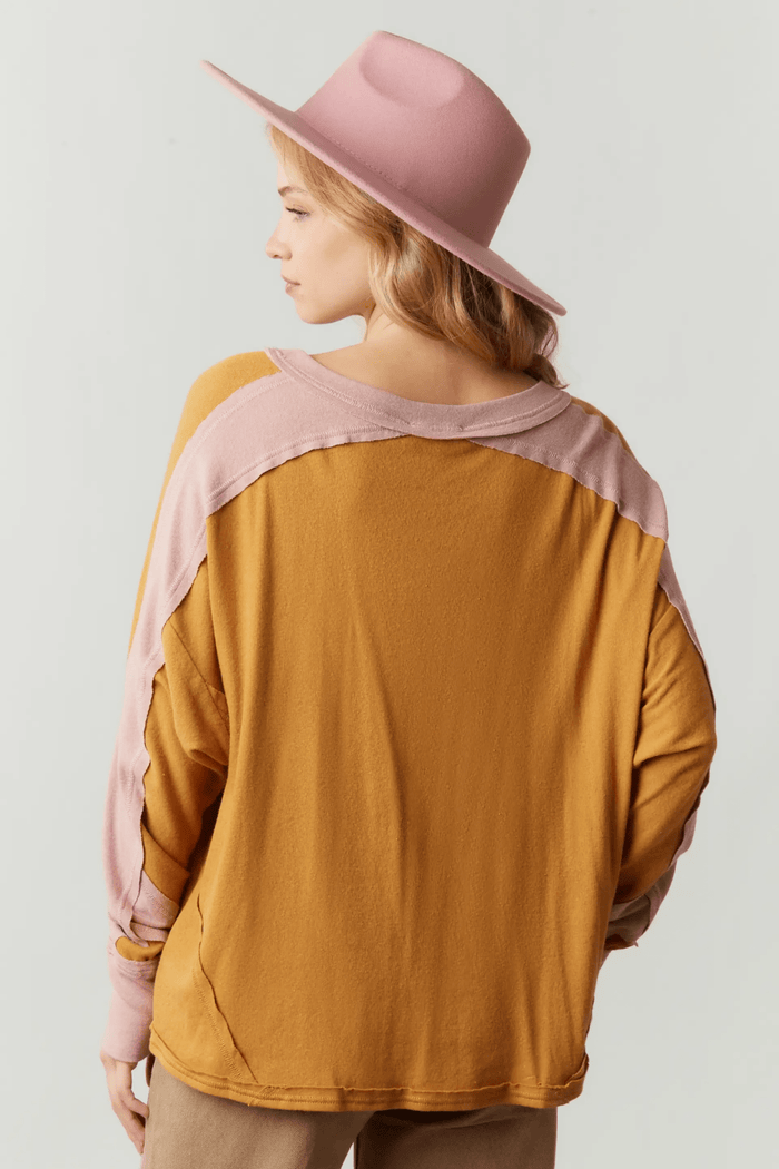 Mustard Pink Color Block L/S - Intimate Whispers