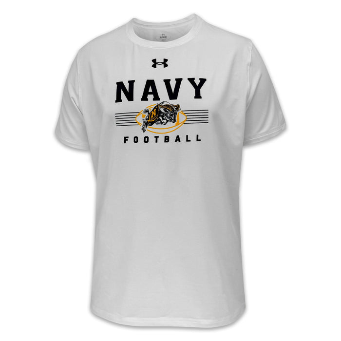 Navy Under Armour Football Tech Stretch T-Shirt (White)