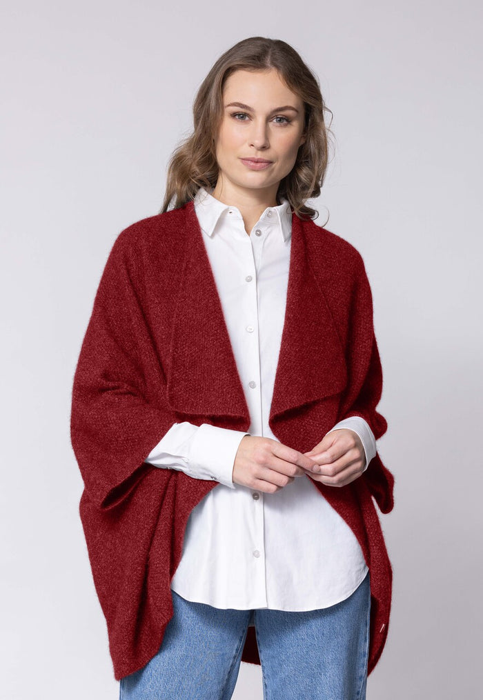Noble Wilde - Merino & Possum Longline Wrap (NW3082) in Sangria