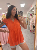 Orange Eyelet Peplum Top - Intimate Whispers