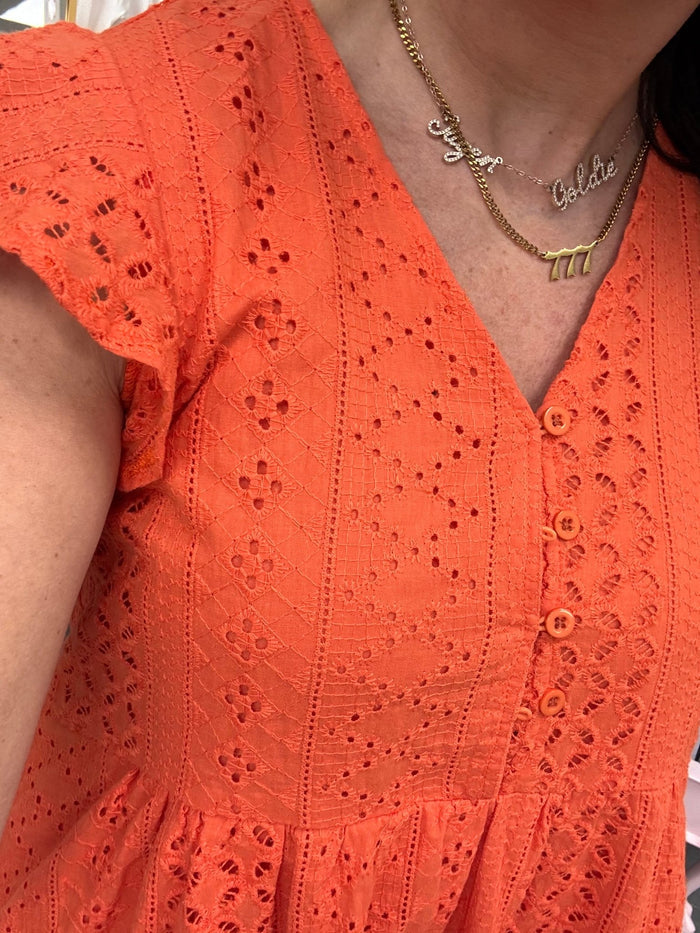 Orange Eyelet Peplum Top - Intimate Whispers