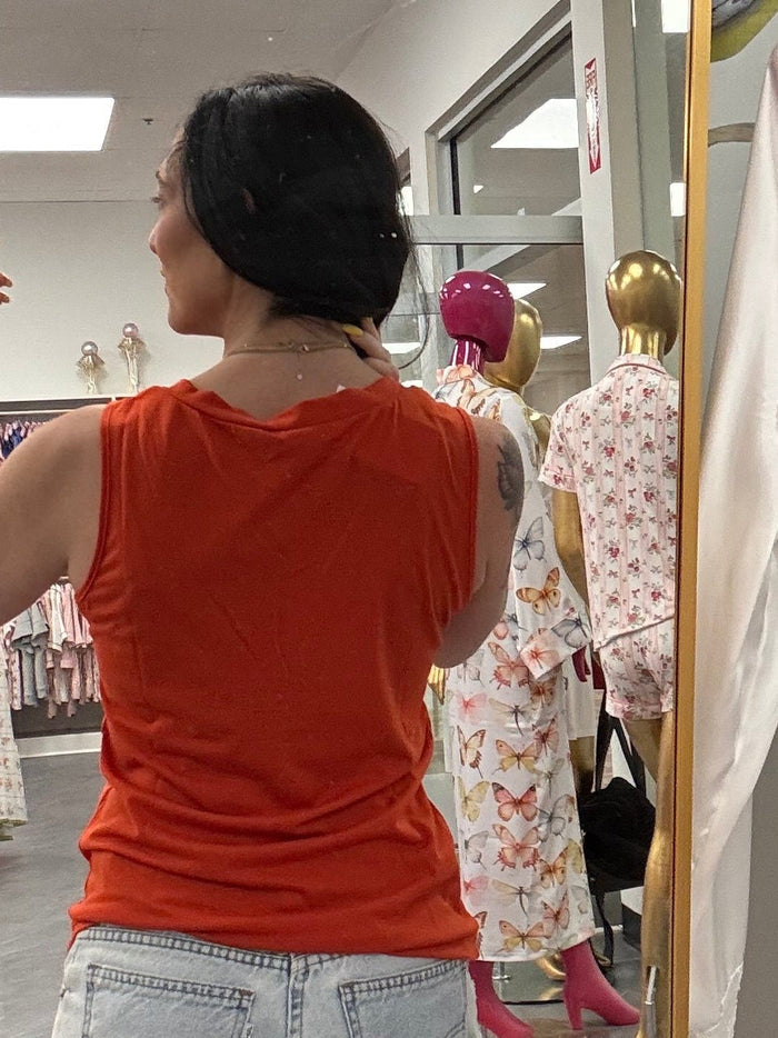 Orange V-Neck Tank Top - Intimate Whispers