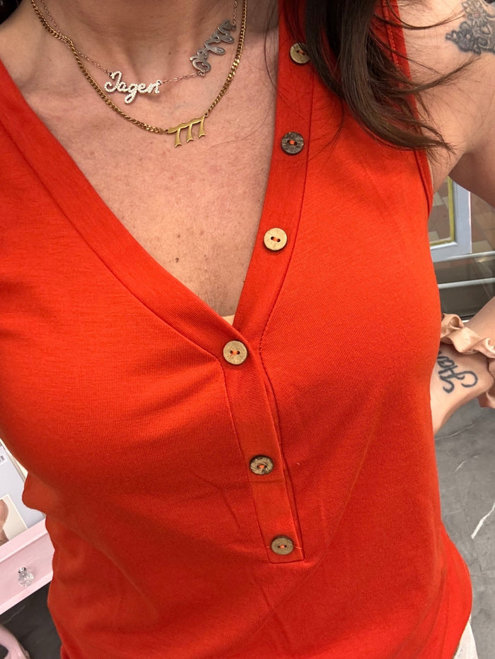 Orange V-Neck Tank Top - Intimate Whispers