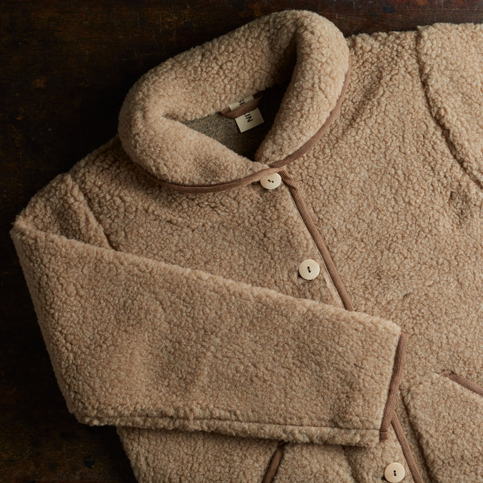 Oryx Women's Jacket - Wool Teddy Fleece - Walnut