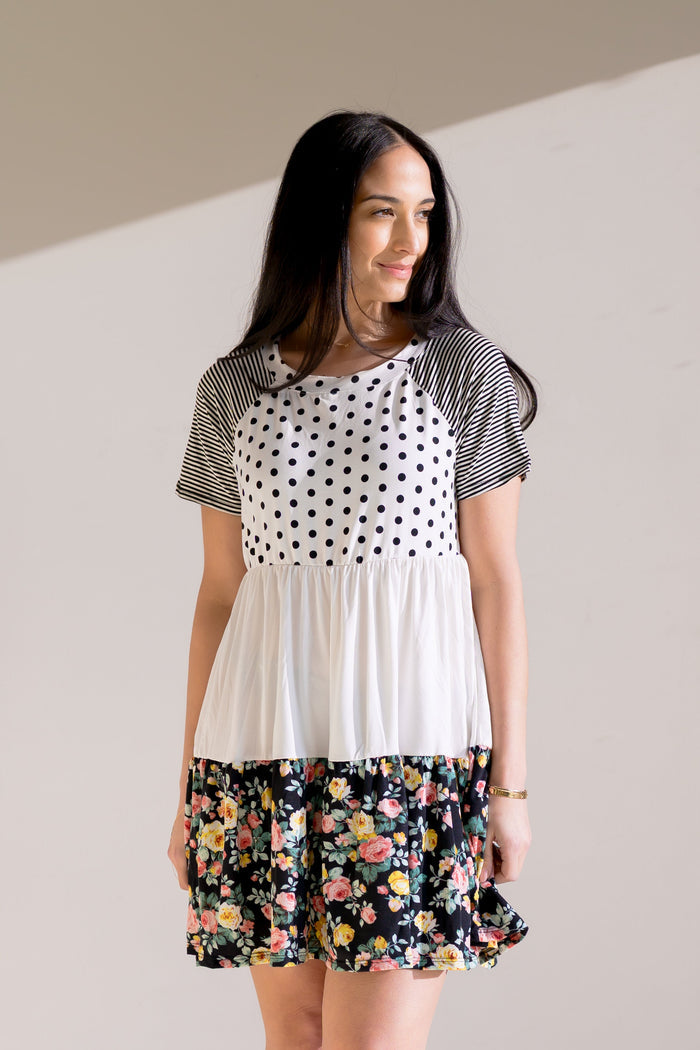 Overcast Petal Babydoll Dress - Black