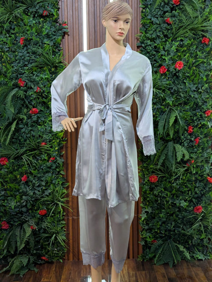 P71  Saimwear Silk Robe Gown & Trouser Nightwear