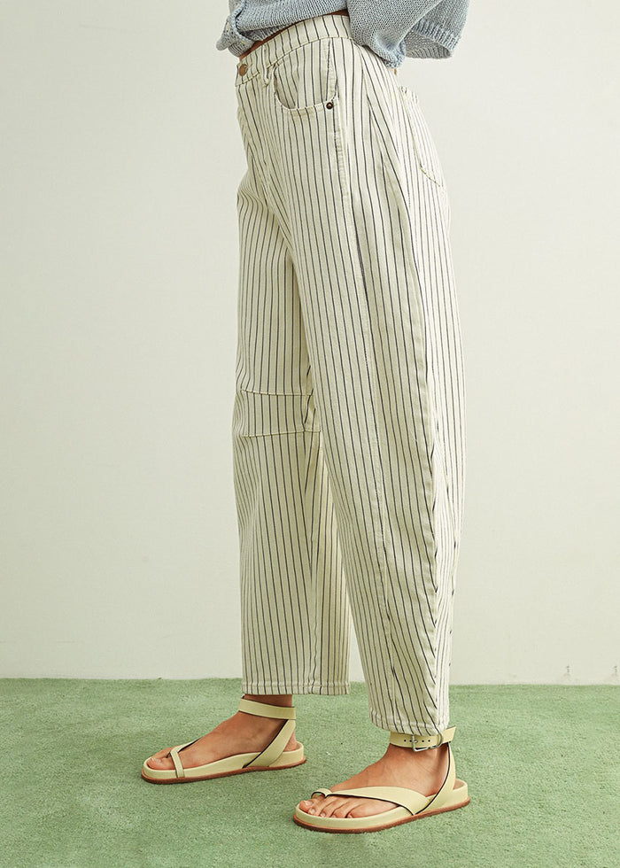 Paige Pinstripe Barrel - White & Black