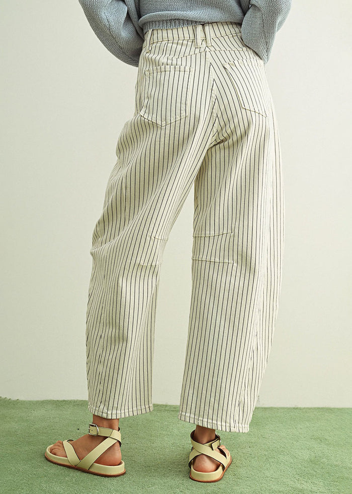 Paige Pinstripe Barrel - White & Black