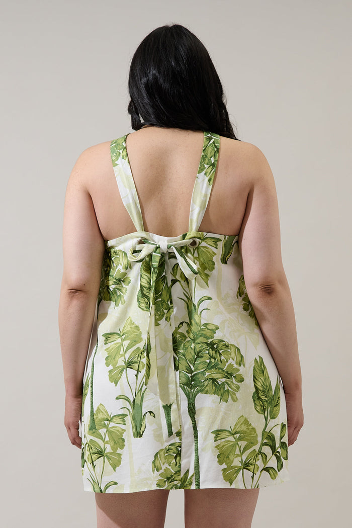 Palmet Tropical Amory Halter Mini Dress Curve