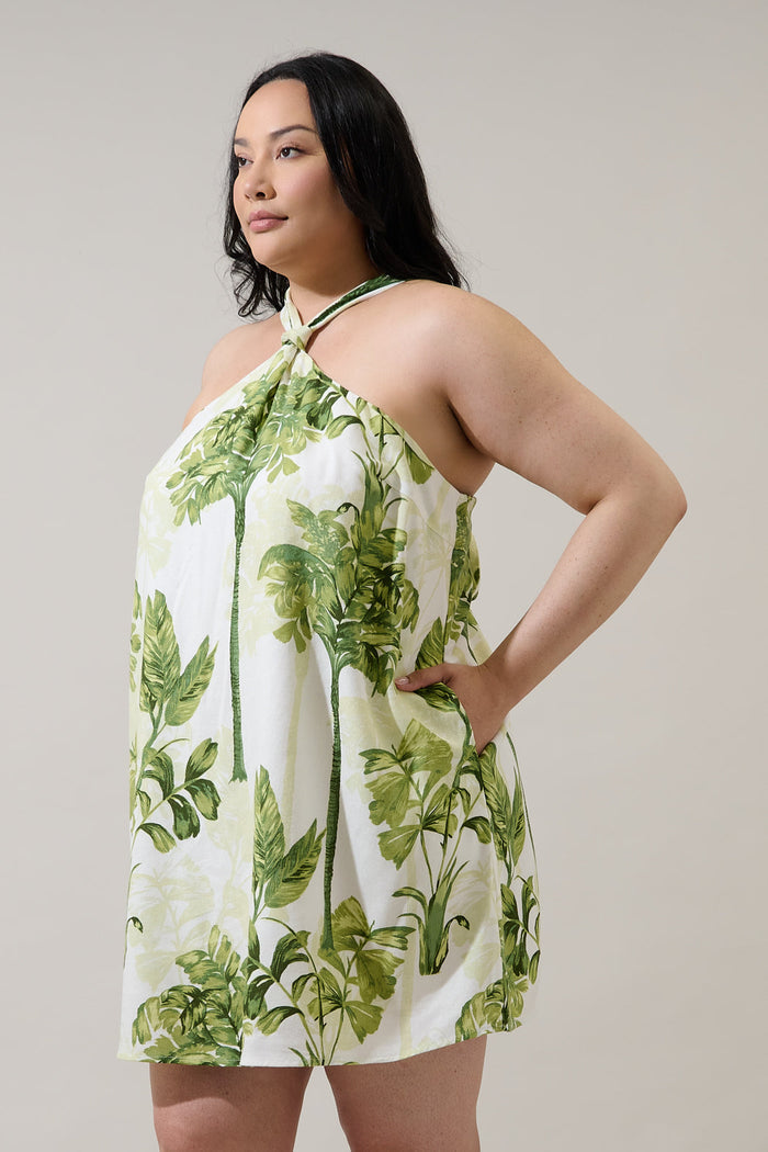 Palmet Tropical Amory Halter Mini Dress Curve
