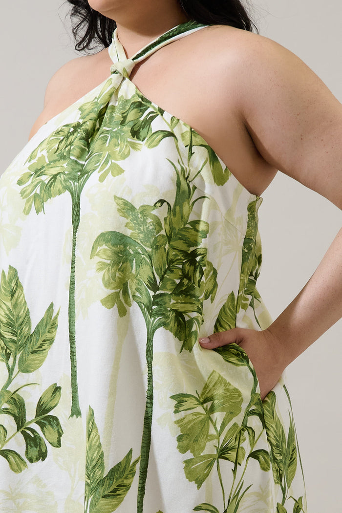 Palmet Tropical Amory Halter Mini Dress Curve