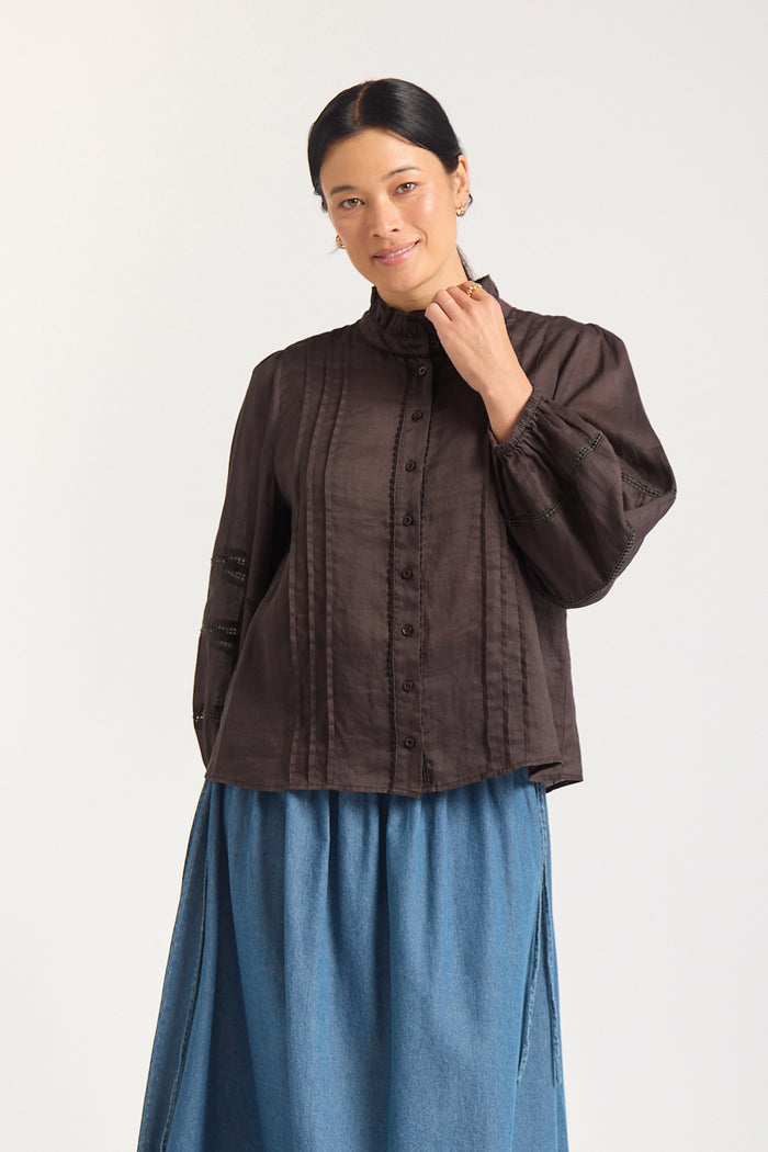 Paris Ramie Top In Chocolate