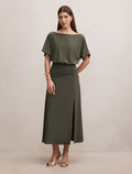 Parker Draped Jersey Midi Dress Thyme Green Forever New