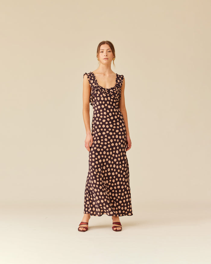 PASSIONFRUIT DRESS BROWN DITZY