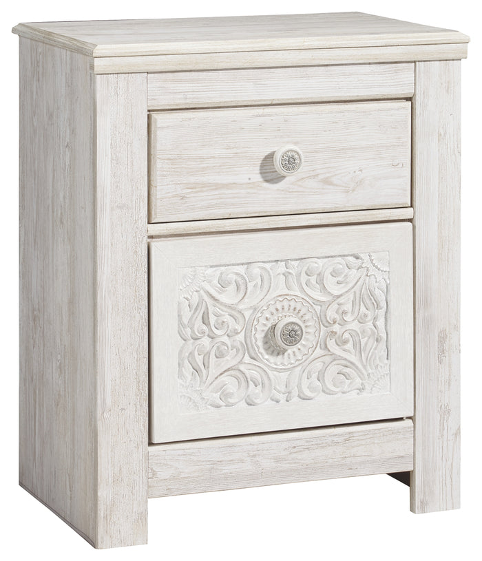 Paxberry B181-92 Whitewash Two Drawer Night Stand