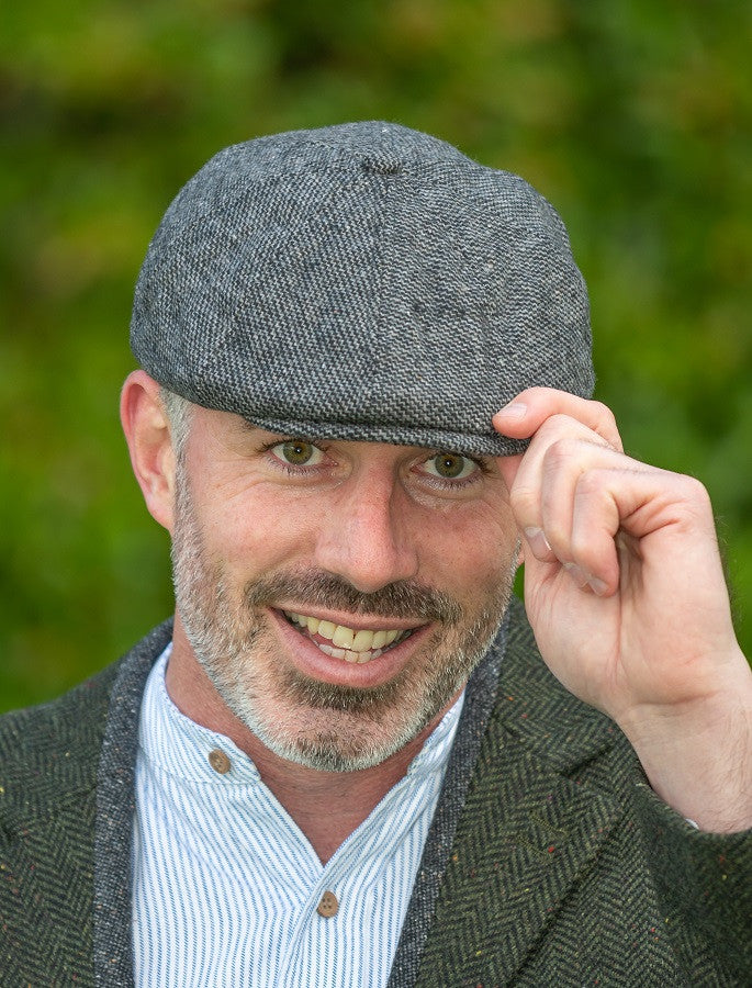 Peaky Blinders 8 Panel Cap - Green Box Check #color_grey-tweed