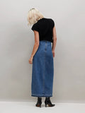 Petite Blue Denim Split Front Maxi Skirt