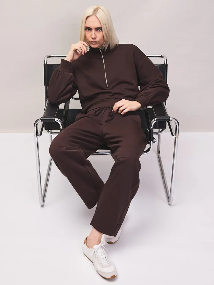 Petite Brown Barrel Leg Sweatpants