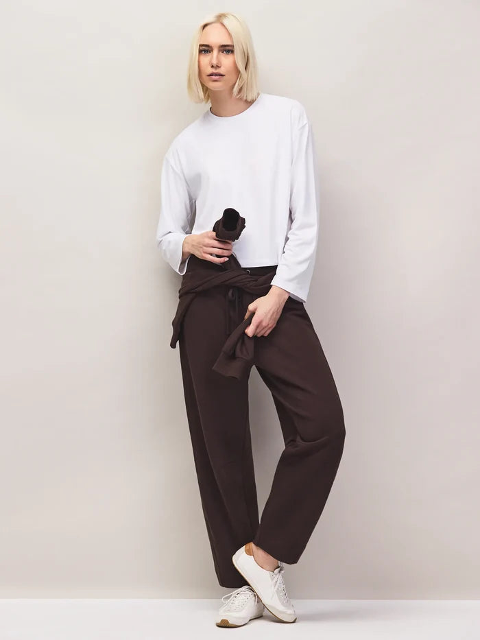 Petite Brown Barrel Leg Sweatpants