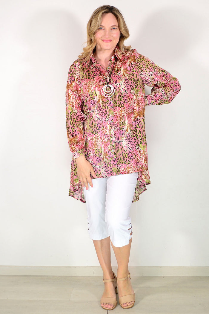 Pink Jungle Long Tunic Shirt