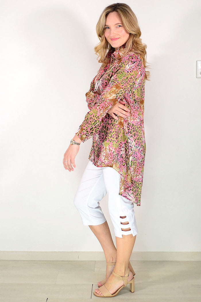 Pink Jungle Long Tunic Shirt