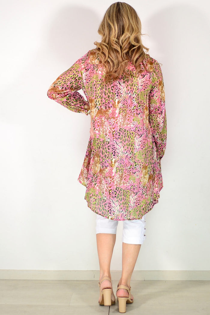 Pink Jungle Long Tunic Shirt