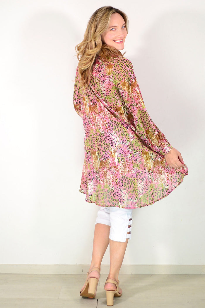 Pink Jungle Long Tunic Shirt