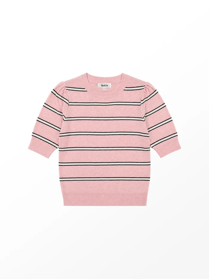 Pink Stripe Knit Jumper With Cashmere And Wool