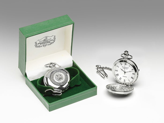 Pocket Watch with Shamrock Design by Mullingar Pewter