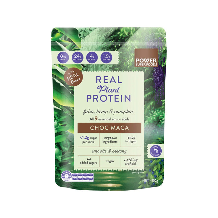 POWER SUPER FOODS Real Plant Protein Choc Maca 400g - L'Organic