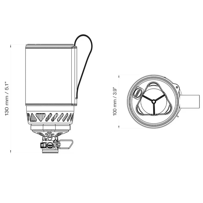 Dimensions and schematics of a a Primus Lite gas stove system