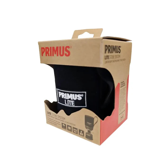 Primus Lite camping stove in its cardboard packaging on a white background