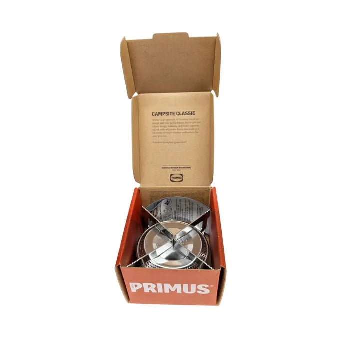 Primus Mimer Camping Gas Stove inner packaging on a white background