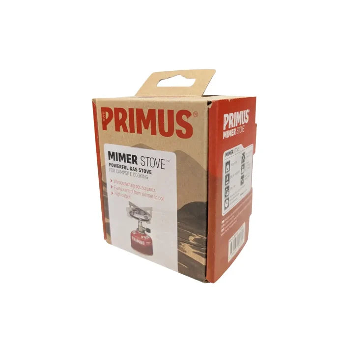 Primus Mimer Camping Gas Stove packaging on a white background