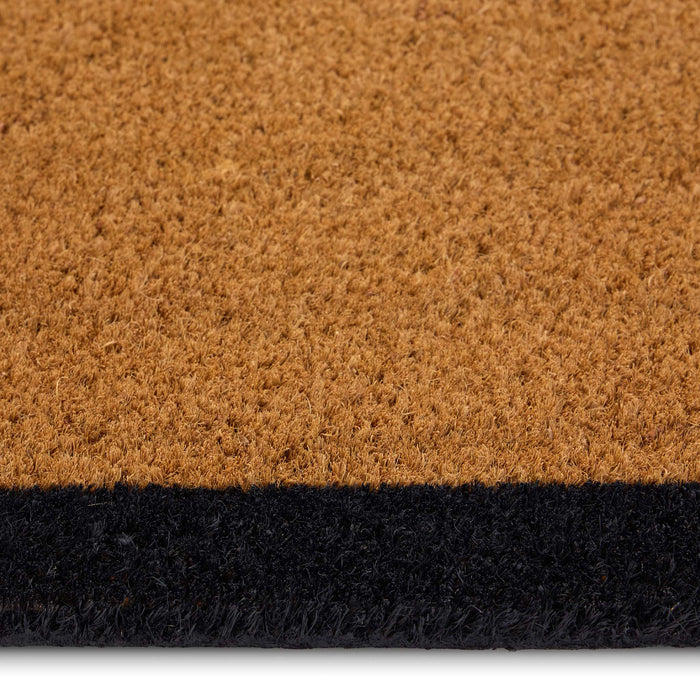 Printed Coir Border Black Doormat. Made from eco-friendly materials featuring a black border.