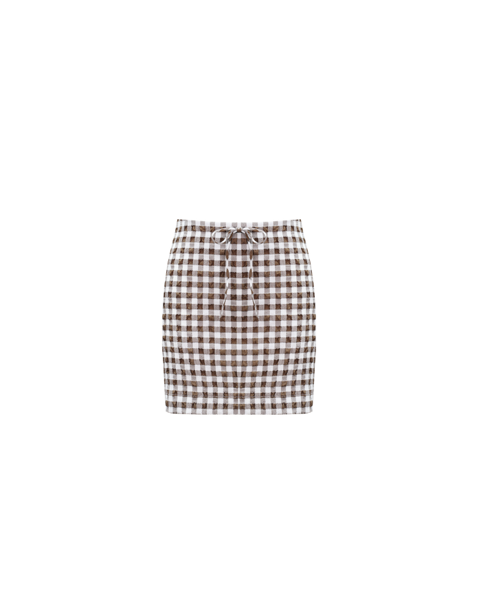 PRISM MINI SKIRT BROWN GINGHAM