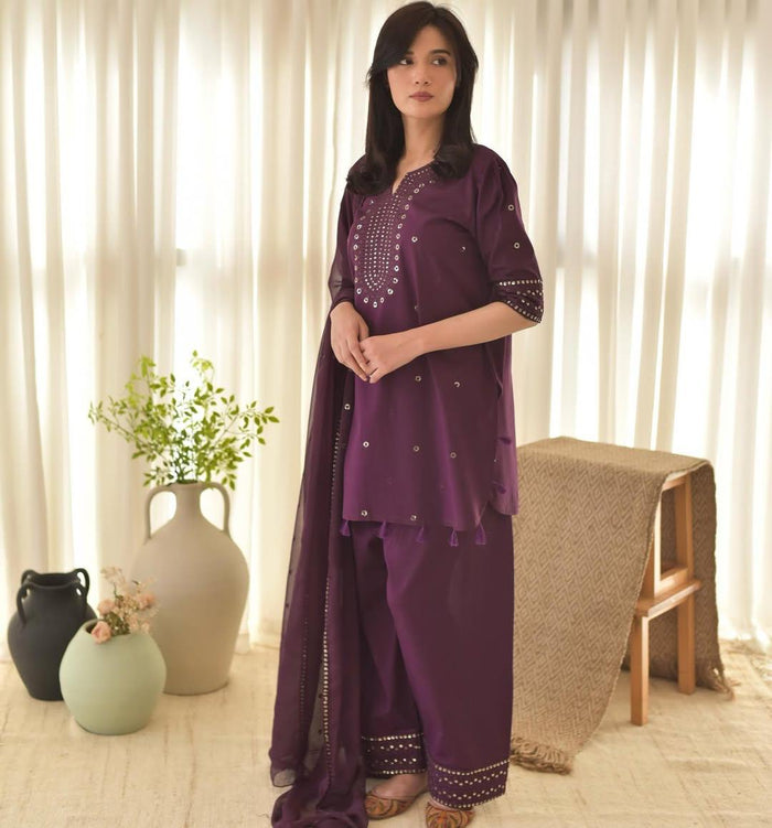 💜 PURPLE AURA – Embroidered 3PC 💜