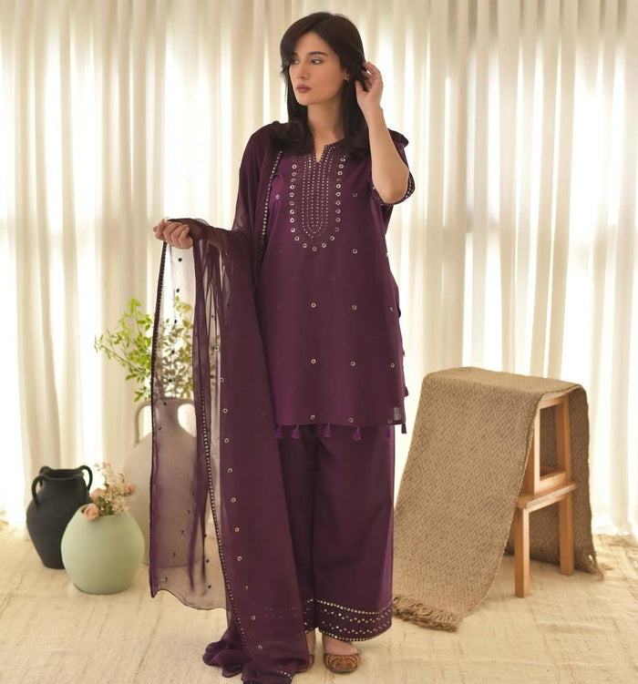 💜 PURPLE AURA – Embroidered 3PC 💜
