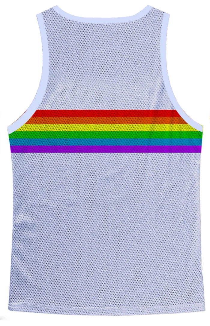 RAINBOW CHEST STRIPE MESH TANK