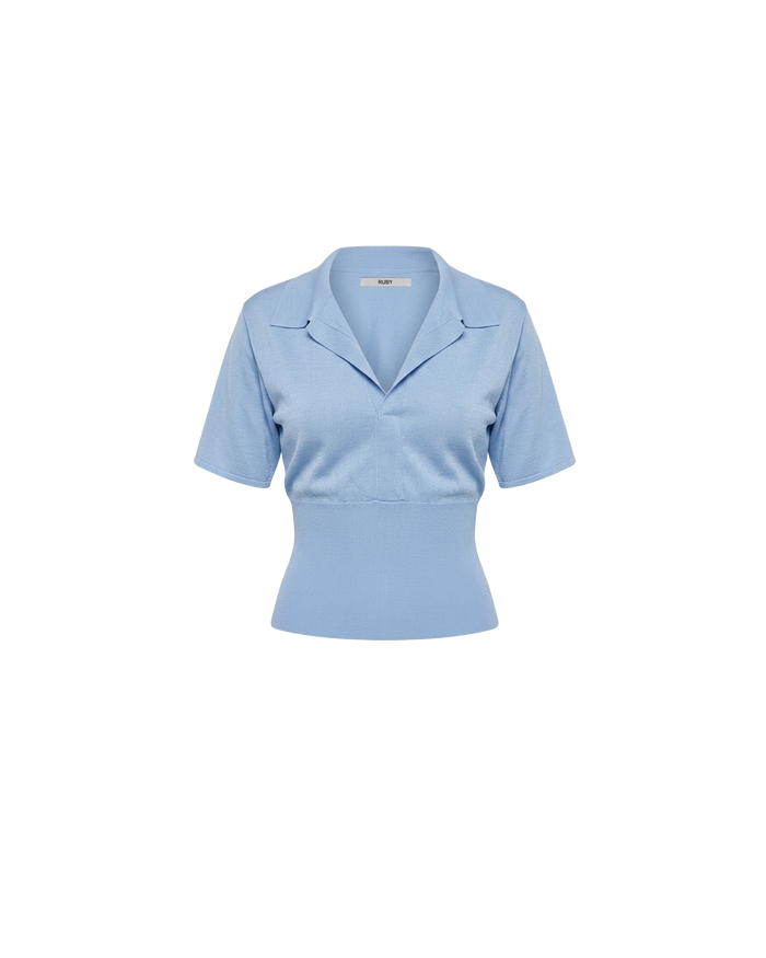 RAMONA SHORT SLEEVE POLO TOP SERENITY