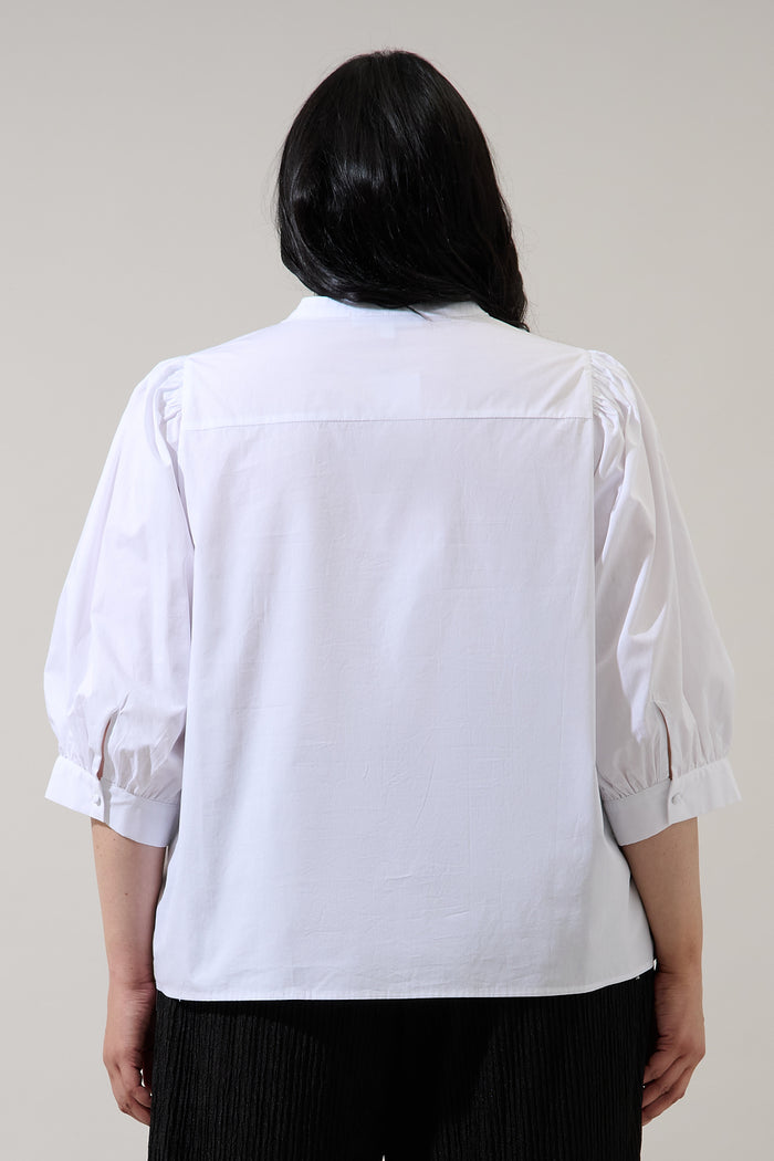 Raveny Button Up Puff Sleeve Shirt Curve