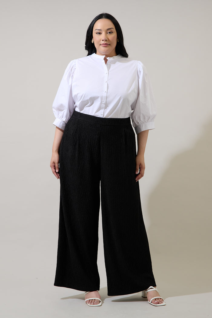 Raveny Button Up Puff Sleeve Shirt Curve