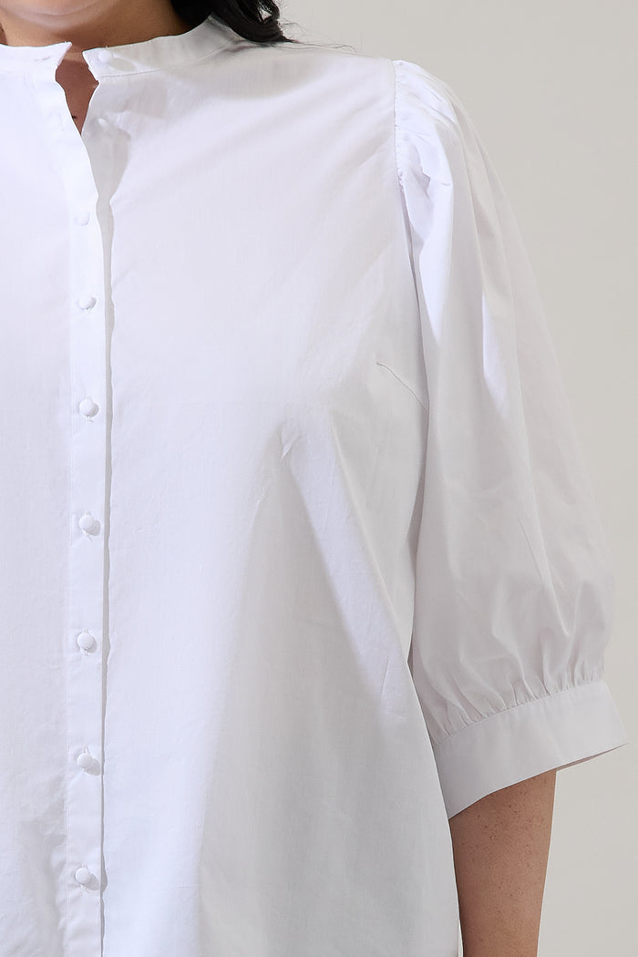 Raveny Button Up Puff Sleeve Shirt Curve