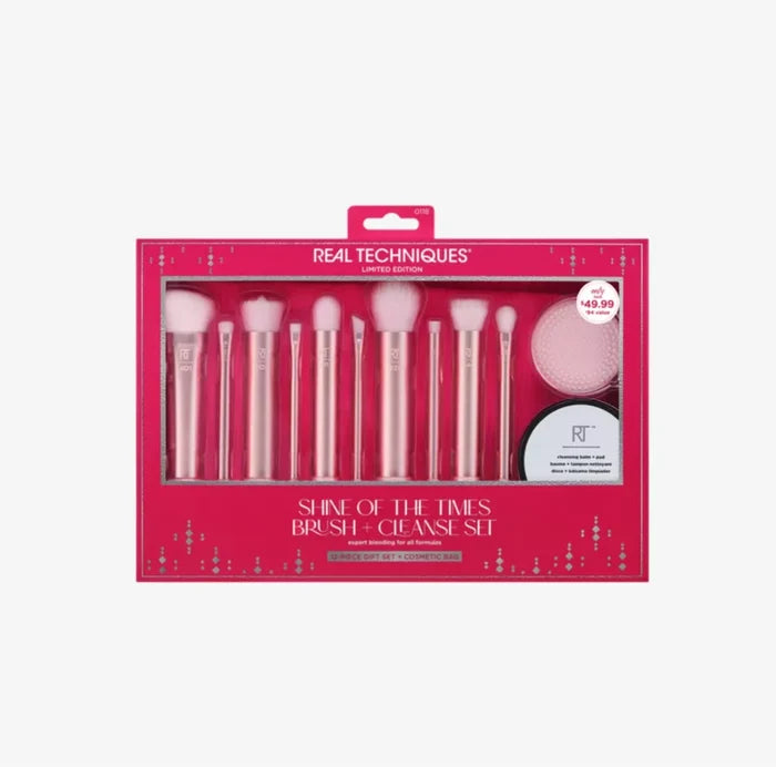 Real Techniques Shine of the Times Brush + Cleanse Set – 12-Piece Makeup Brush Gift Set Pakistan